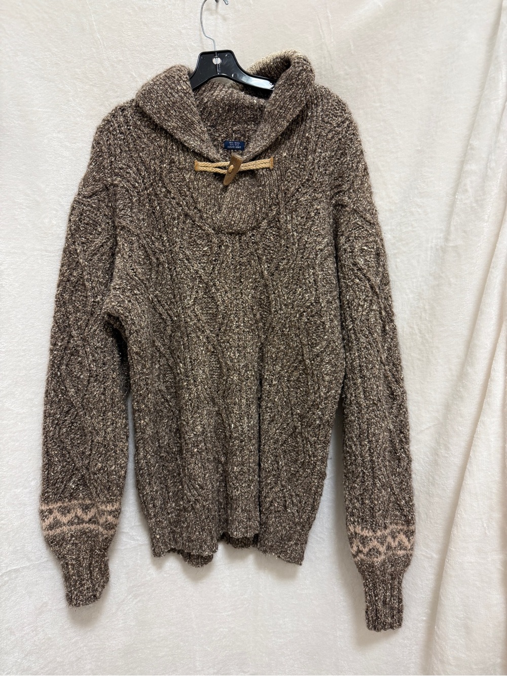 Cable Knit Hooded Sweater in Brown